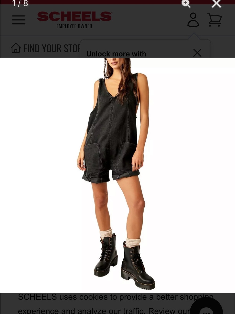 Free People Black Denim Short Overalls